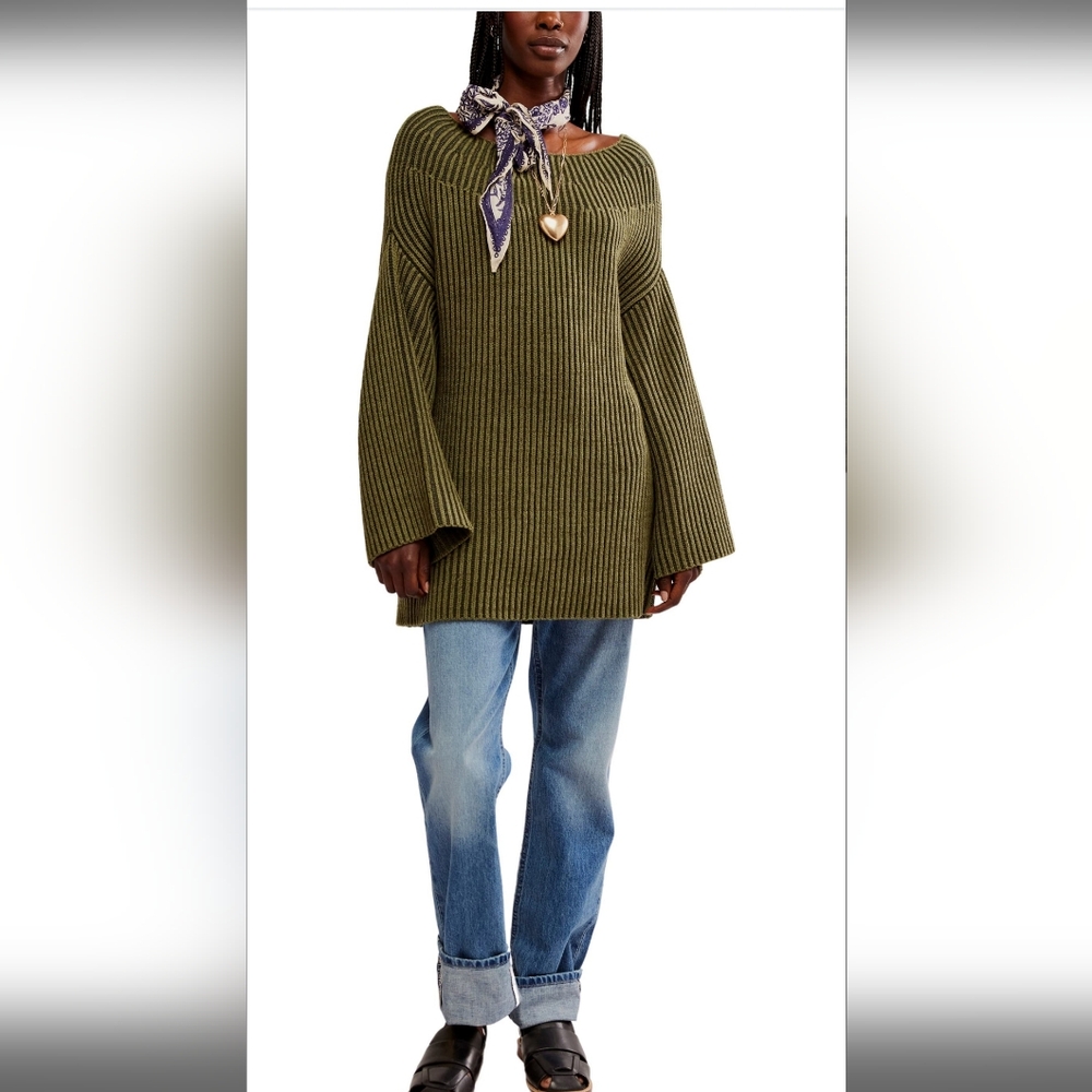 FREE PEOPLE NWOT boat Neck Tunic Sweater SZ M